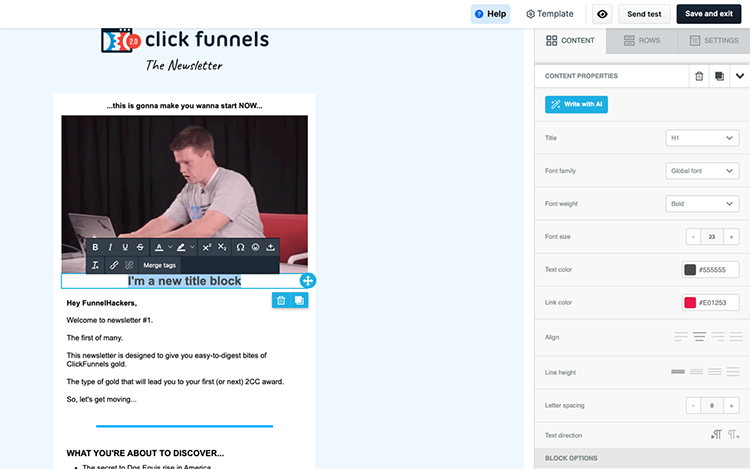 You can create these types of email campaigns as well using ClickFunnels! Email builder dashboard example. 