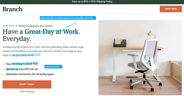 By focusing on the benefits of the features built into that desk chair, though, they’re able to turn it from an ordinary chair.