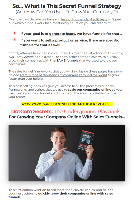 Long-Form Landing Page, ClickFunnels book sales transition. 