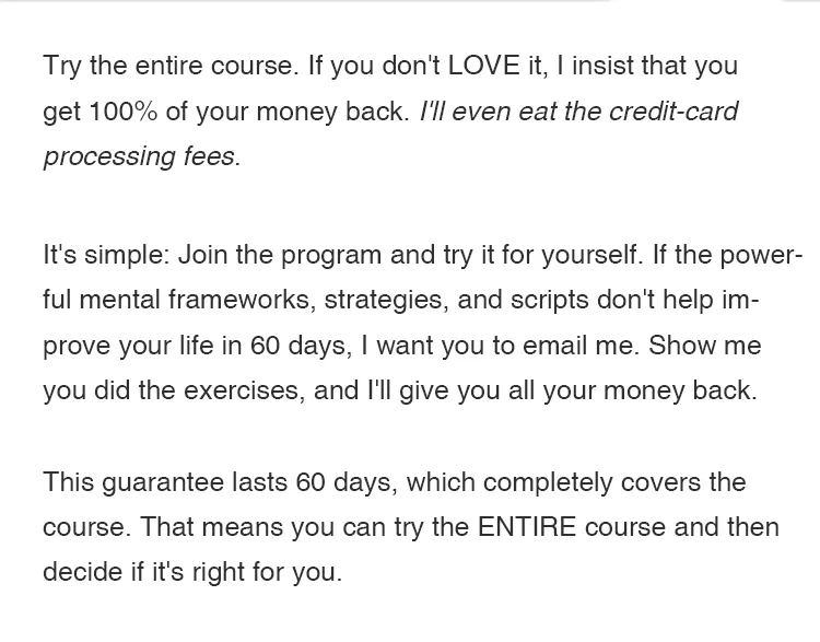 60-day money-back guarantee terms and conditions example. 