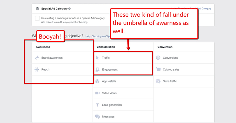 facebook ad category setup