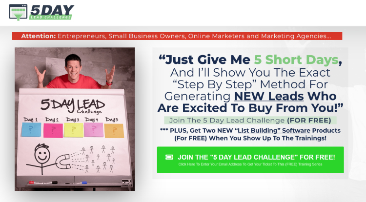 And this (a lead-gen sales funnel we often use — notice no main menu navigation and no scroll. Just a single focus)... 