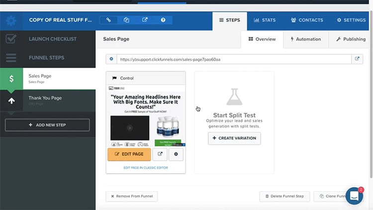 split testing on clickfunnels