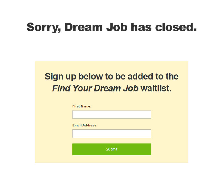 find your dream job waitlist email capture