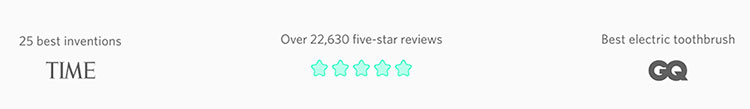 Quip five star reviews with TIME and GB badge