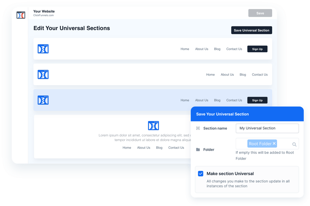 universal sections example