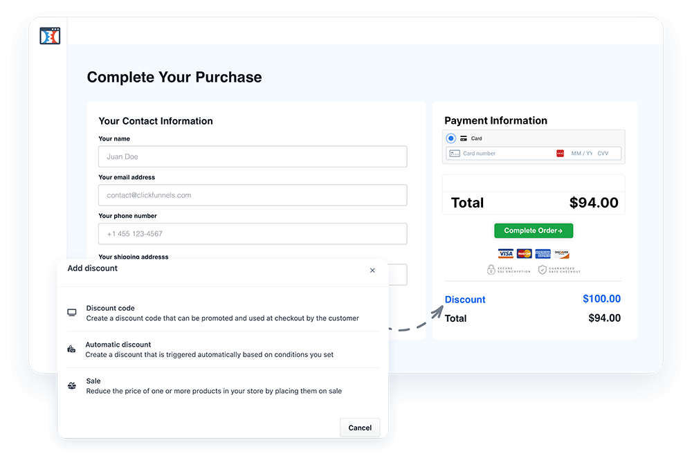 fast checkout pages example